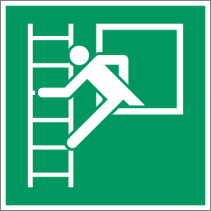 Rettungszeichen-Aufkleber "Notfenster mit Fluchtleiter"